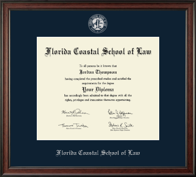 Florida Coastal School of Law diploma frame - Silver Embossed Diploma Frame in Studio