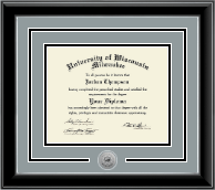 University of Wisconsin-Milwaukee Silver Engraved Medallion Diploma Frame in Onyx Silver