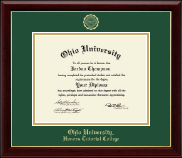 Ohio University Gold Embossed Diploma Frame in Gallery