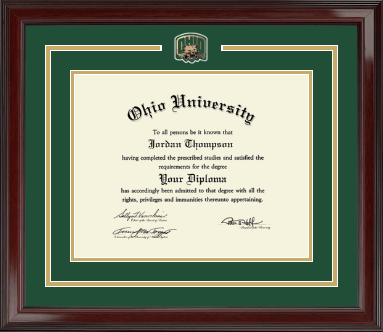Ohio University diploma frame - Brass Spirit Medallion Diploma Frame in Encore