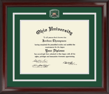 Ohio University diploma frame - Pewter Spirit Medallion Diploma Frame in Encore