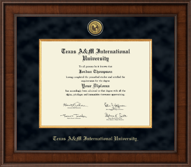 Texas A&M International University in Laredo diploma frame - Presidential Gold Engraved Diploma Frame in Madison