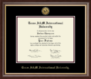 Texas A&M International University in Laredo diploma frame - Gold Engraved Medallion Diploma Frame in Hampshire
