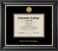 Concordia College Moorhead Gold Engraved Medallion Diploma Frame in Noir