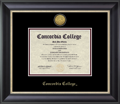 Concordia College Moorhead diploma frame - Gold Engraved Medallion Diploma Frame in Noir