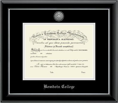 Bowdoin College diploma frame - Silver Engraved Medallion Diploma Frame in Onyx Silver