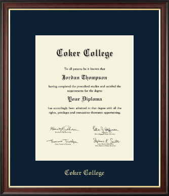Coker College diploma frame - Gold Embossed Diploma Frame in Studio Gold