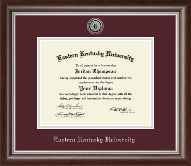 Eastern Kentucky University diploma frame - Silver Engraved Medallion Diploma Frame in Devonshire