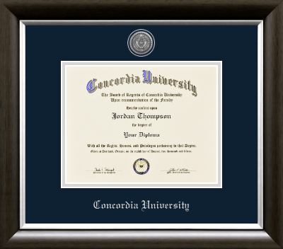 Concordia University Portland diploma frame - Silver Engraved Medallion Diploma Frame in Devonshire