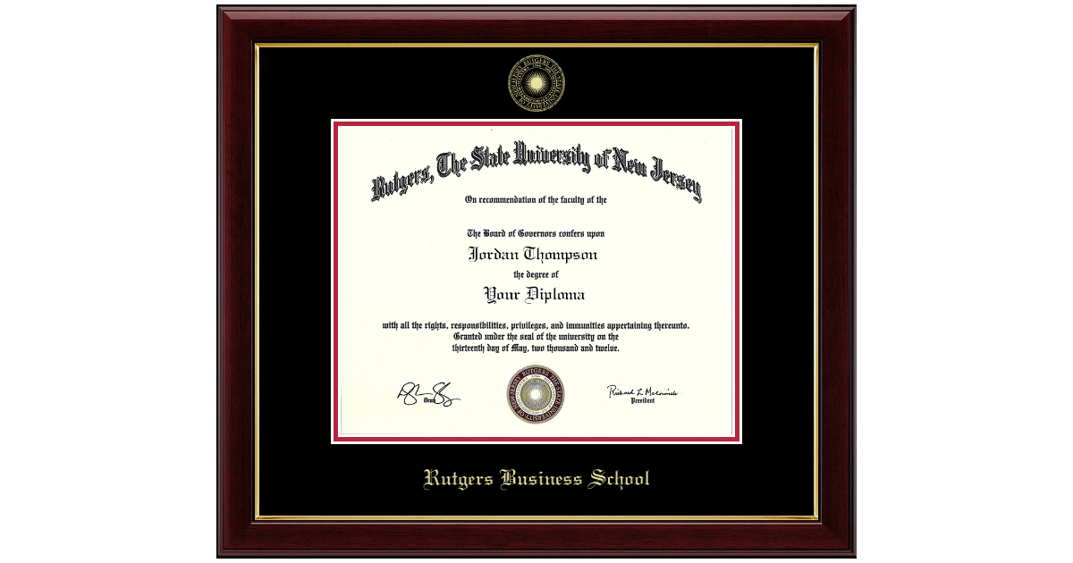 Masters/PhD Gold Embossed Diploma Frame in Gallery Rutgers University Item 241953RBS from
