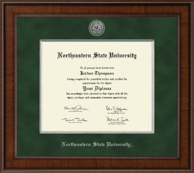 Northeastern State University Tahlequah diploma frame - Masters - Presidential Silver Engraved Diploma Frame in Madison