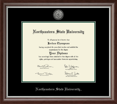 Northeastern State University Tahlequah diploma frame - Masters - Silver Engraved Medallion Diploma Frame in Devonshire