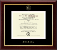 Wells College Gold Embossed Diploma Frame in Gallery