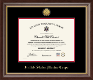 United States Marine Corps Gold Engraved Medallion Certificate Frame in Hampshire