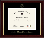 United States Marine Corps Gold Embossed Certificate Frame Black Red in Gallery