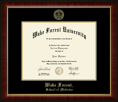 Wake Forest University diploma frame - Gold Embossed Diploma Frame in Murano