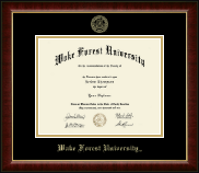 Wake Forest University Gold Embossed Diploma Frame in Murano