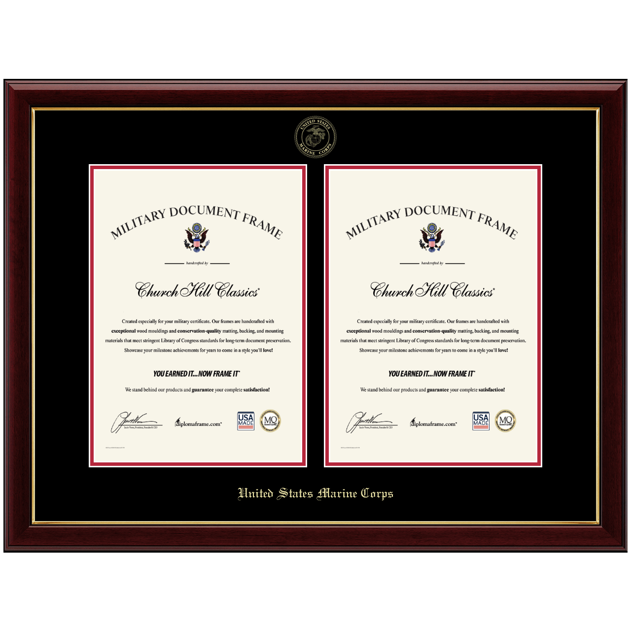10"x14" Vertical Double Document Certificate Frame in Gallery United