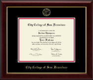 City College of San Francisco Gold Embossed Diploma Frame in Gallery