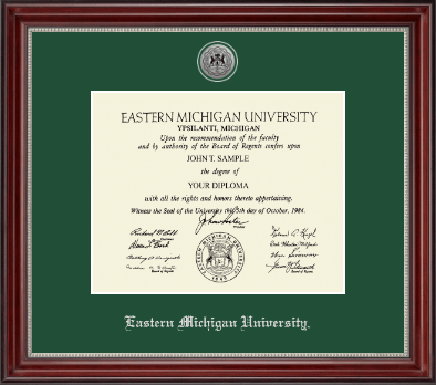 Eastern Michigan University diploma frame - Silver Engraved Medallion Diploma Frame in Kensington Silver
