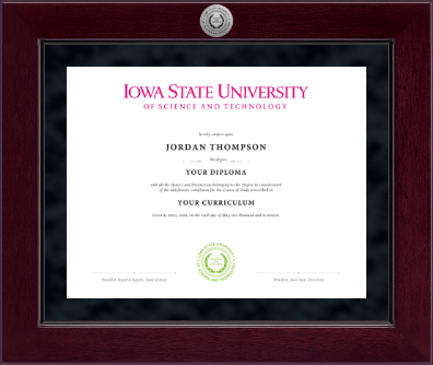 Iowa State University diploma frame - Millennium Silver Engraved Diploma Frame in Cordova