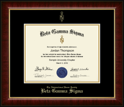 Beta Gamma Sigma Honor Society certificate frame - Gold Embossed Certificate Frame in Murano