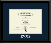 Eastern Virginia Medical School Silver Embossed Diploma Frame in Onyx Silver