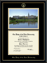 Our Lady of the Lake University diploma frame - Campus Scene Diploma Frame in Onyx Gold