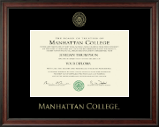 Manhattan College Gold Embossed Diploma Frame in Studio