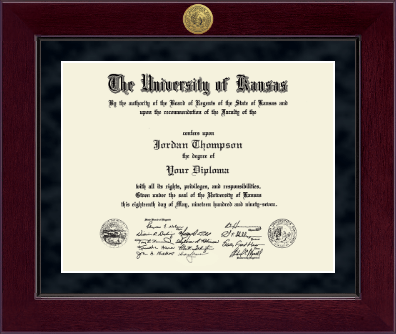 The University of Kansas diploma frame - Millennium Gold Engraved Diploma Frame in Cordova