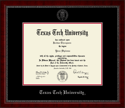 Texas Tech University diploma frame - Silver Embossed Diploma Frame in Sutton