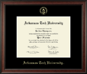 Arkansas Tech University Gold Embossed Diploma Frame in Studio