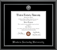 Western Kentucky University Silver Engraved Medallion Diploma Frame in Onyx Silver