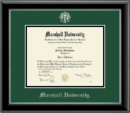 Marshall University Silver Embossed Diploma Frame in Onyx Silver