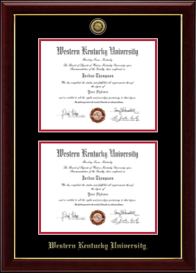 Western Kentucky University diploma frame - Gold Engraved Double Diploma Frame in Gallery