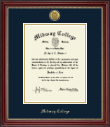 Midway College Gold Engraved Medallion Diploma Frame in Kensington Gold