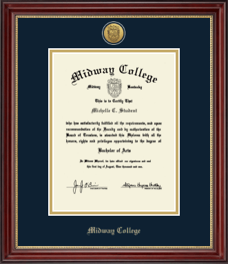 Midway College diploma frame - Gold Engraved Medallion Diploma Frame in Kensington Gold