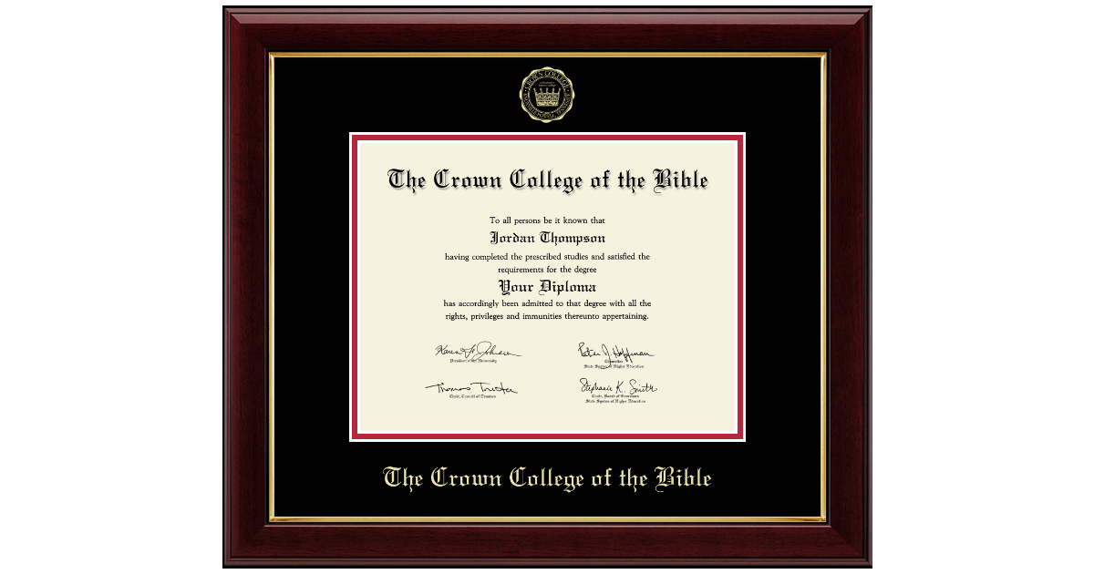 Gold Embossed Diploma Frame in Gallery The Crown College of the Bible