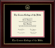 The Crown College of the Bible Gold Embossed Diploma Frame in Gallery