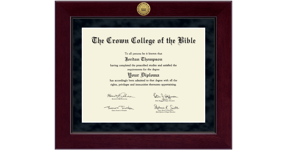 Millennium Gold Engraved Diploma Frame in Cordova The Crown College of