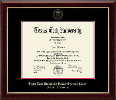 Texas Tech University Health Sciences Center diploma frame - Gold Embossed Diploma Frame in Gallery