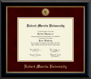 Robert Morris University in Illinois Gold Engraved Medallion Diploma Frame in Onyx Gold