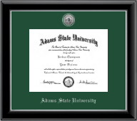 Adams State University  diploma frame - Silver Engraved Medallion Diploma Frame in Onyx Silver
