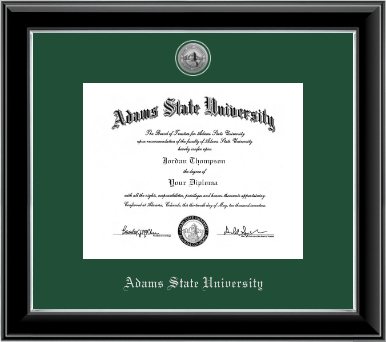 Adams State University diploma frame - Silver Engraved Medallion Diploma Frame in Onyx Silver