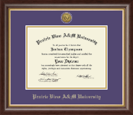 Prairie View A&M University Gold Engraved Medallion Diploma Frame in Hampshire