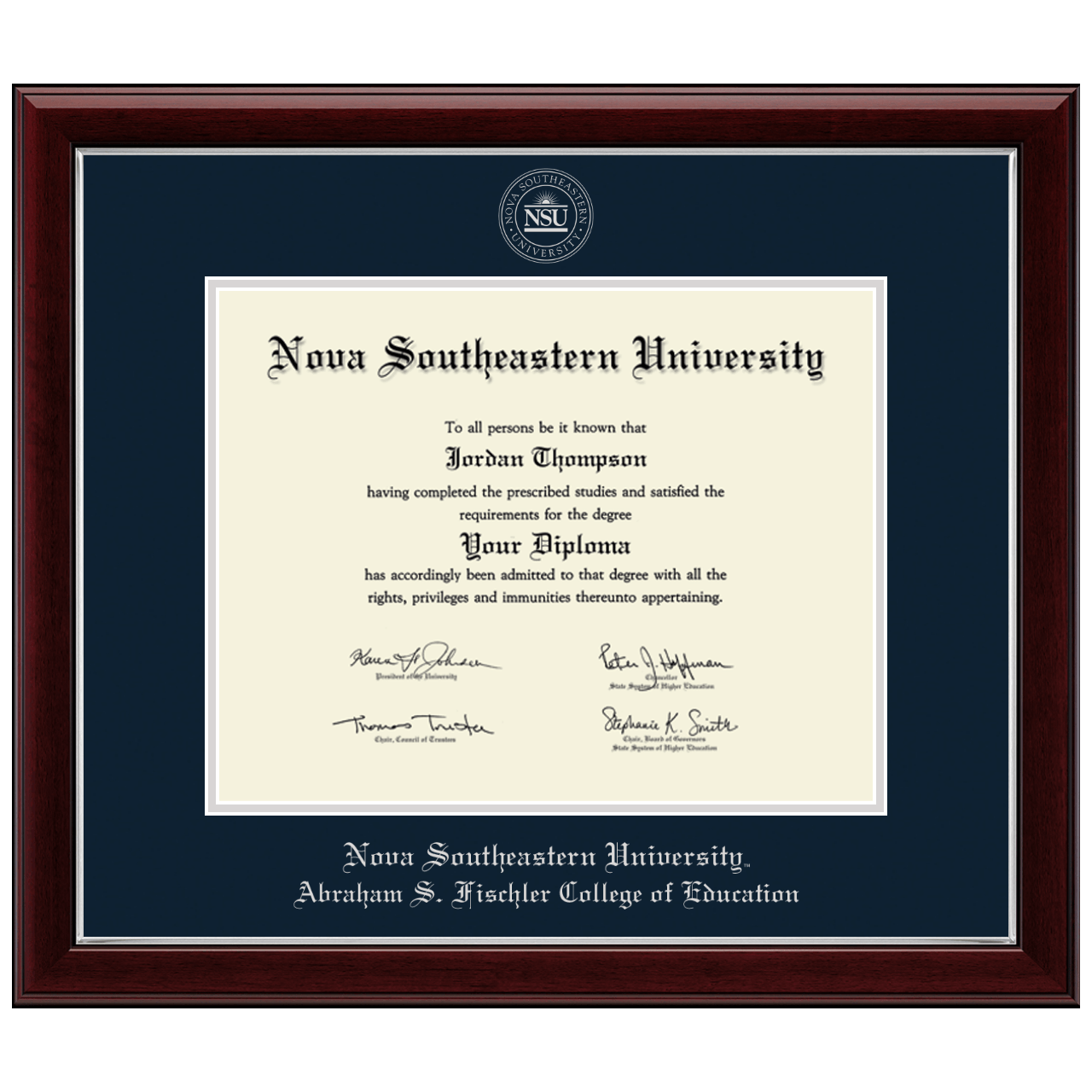 Silver Embossed Diploma Frame in Gallery Silver Nova Southeastern