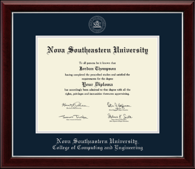 Nova Southeastern University diploma frame - Silver Embossed Diploma Frame in Gallery Silver