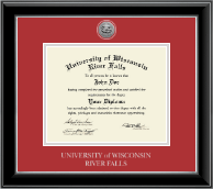 University of Wisconsin River Falls Silver Engraved Medallion Diploma Frame in Onyx Silver