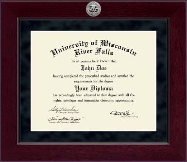 University of Wisconsin River Falls diploma frame - Millennium Silver Engraved Diploma Frame in Cordova