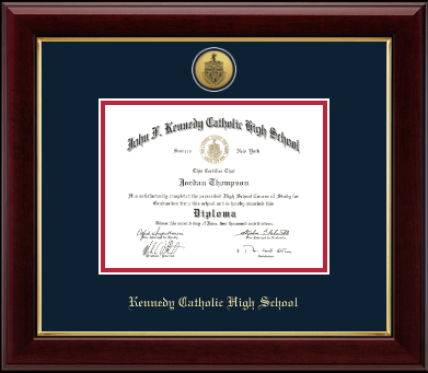 Kennedy Catholic High School in Somers, NY diploma frame - Gold Engraved Medallion Diploma Frame in Gallery